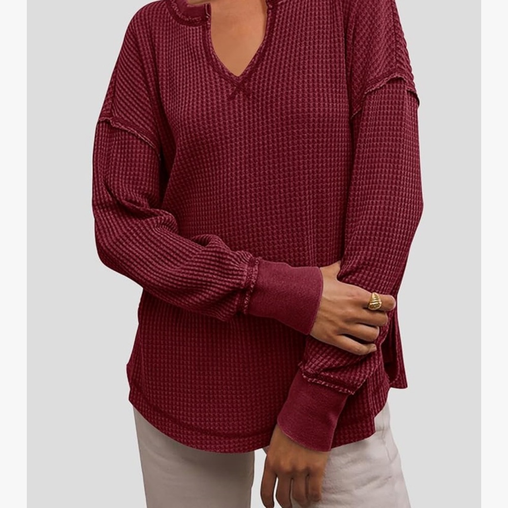 Prettygarden Women's Burgundy top - Picture 3 of 8